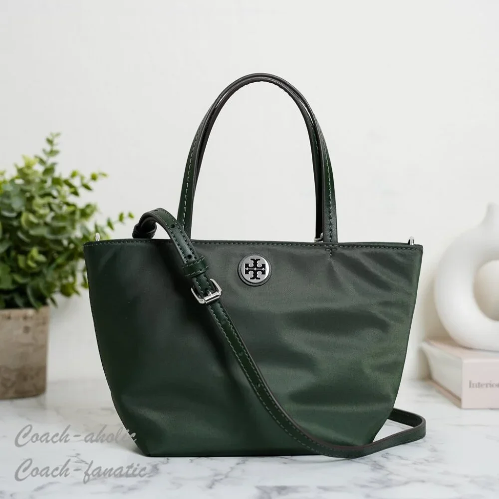 Tory Burch Nylon Mini Tote Crossbody in Basil 167913 NWT